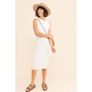 NWT Anthropologie Current Air Ruffled Trim Knit Midi Dress L
